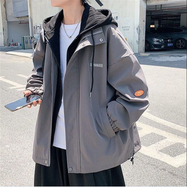 men's jackets hoodies men fake two piece hooded jacket autumn winter loose outerwear zipper coats casual streetwear patchwork man 23080, Black;brown
men's jackets hoodies men fake two piece hooded jacket autumn winter loose outerwear zipper coats casual streetwear patchwork man 23080, Black;brown