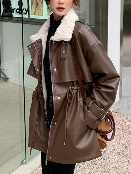 women s jackets jacket women faux leather coat 2023 winter long sleeve single breasted zipper thicken warm pockets lace up y2k coats 230803, Black;brown
women s jackets jacket women faux leather coat 2023 winter long sleeve single breasted zipper thicken warm pockets lace up y2k coats 230803, Black;brown
