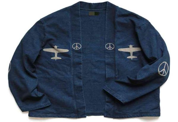 hirata and hiro kapital solid color printed aircraft anti war blue robe cardigan48210894639196, White;black 
hirata and hiro kapital solid color printed aircraft anti war blue robe cardigan48210894639196, White;black
