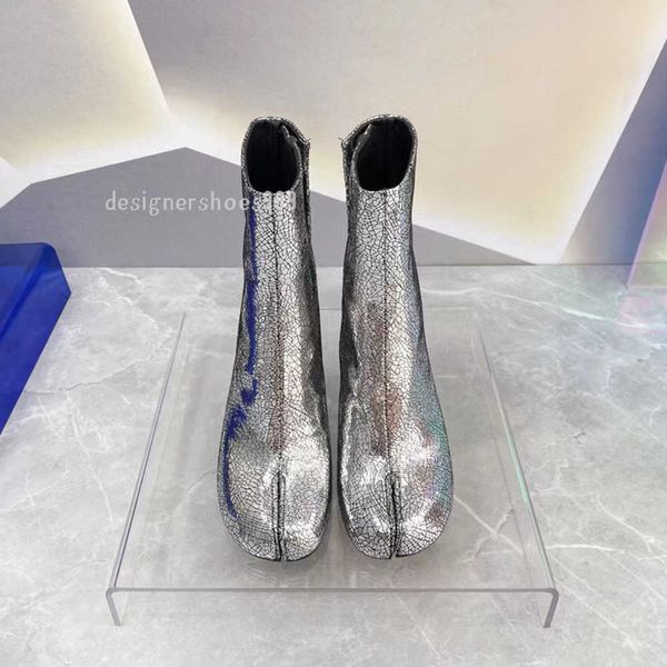 split toe boots high heels silver crackle pattern genuine leather chunky heel fashion boot side buckle opening calfskin leather for women lu, Black
split toe boots high heels silver crackle pattern genuine leather chunky heel fashion boot side buckle opening calfskin leather for women lu, Black