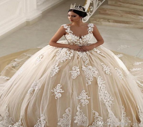 new champagne saudi arabia ball gown wedding dresses spaghetti straps white lace appliques beaded plus size court train formal bri2694223
new champagne saudi arabia ball gown wedding dresses spaghetti straps white lace appliques beaded plus size court train formal bri2694223