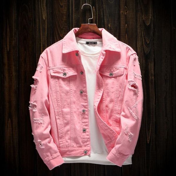 denim jacket men ripped holes mens black white pink jean jackets new garment washed mens denim coat, Black;brown
denim jacket men ripped holes mens black white pink jean jackets new garment washed mens denim coat, Black;brown