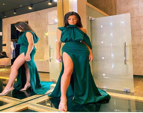 dubai dark green arabic mermaid prom dresses high neck side split evening dress satin sweep train formal party gowns custom m5150214, Black
dubai dark green arabic mermaid prom dresses high neck side split evening dress satin sweep train formal party gowns custom m5150214, Black