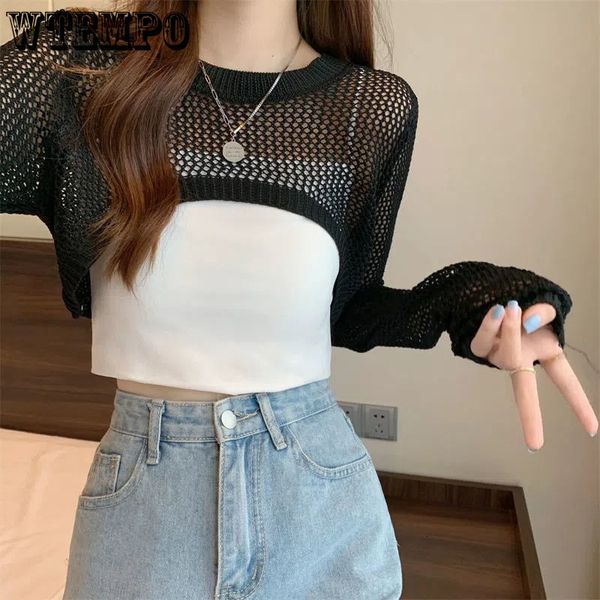 women's sweaters hollow thin long-sleeved shirt women's summer and autumn round neck short knitted blouse drop wholesale 230803, White;black
women's sweaters hollow thin long-sleeved shirt women's summer and autumn round neck short knitted blouse drop wholesale 230803, White;black