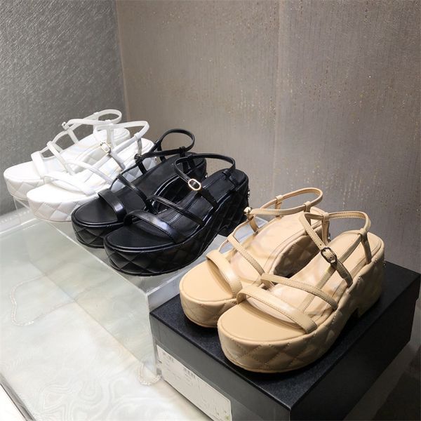 designer luxury fashion sandals genuine leather summer women diamond-plaid platform strap strap strap sandals, Black
designer luxury fashion sandals genuine leather summer women diamond-plaid platform strap strap strap sandals, Black