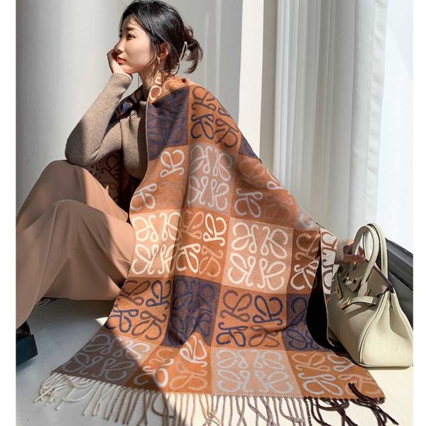new roewe scarf for women's autumn and winter double sided plaid letter imitation cashmere shawl wrapped with a warm neck, Blue;gray
new roewe scarf for women's autumn and winter double sided plaid letter imitation cashmere shawl wrapped with a warm neck, Blue;gray