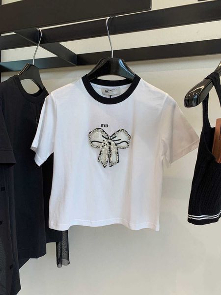 23 summer new gaoding girls' sweet and playful pearl water diamond bow embroidery short sleeve t-shirt, White
23 summer new gaoding girls' sweet and playful pearl water diamond bow embroidery short sleeve t-shirt, White