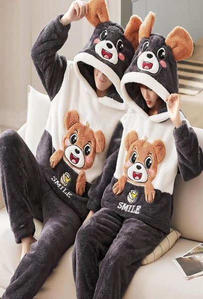 men039s sleepwear kawaii couple matching winter thicken flannel men women pajamas set with pants korean cute bear cozy hooded n1414594, Black;brown
men039s sleepwear kawaii couple matching winter thicken flannel men women pajamas set with pants korean cute bear cozy hooded n1414594, Black;brown
