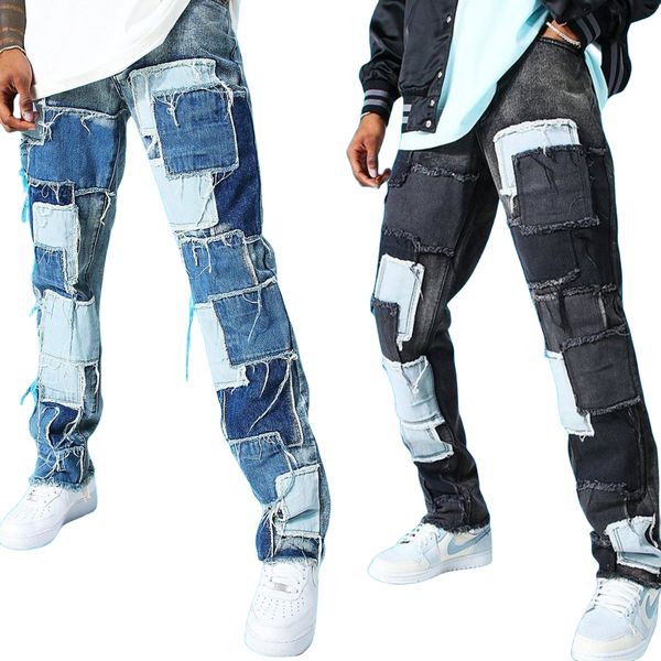 men's jeans men's denim straight pants european american fashion ins non-elastic patch wide leg, Blue
men's jeans men's denim straight pants european american fashion ins non-elastic patch wide leg, Blue