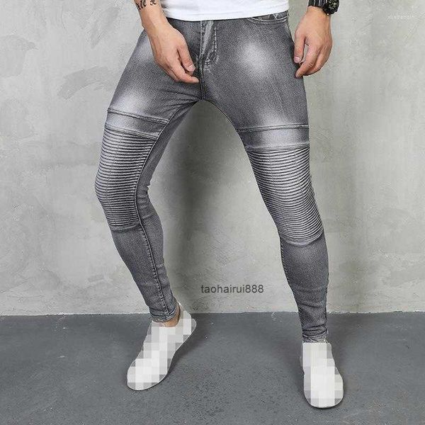men's jeans mens stretch gray slim fit pants fashion mid waist pleated skinny man casual sports denim pencil trousers streetwear, Blue
men's jeans mens stretch gray slim fit pants fashion mid waist pleated skinny man casual sports denim pencil trousers streetwear, Blue
