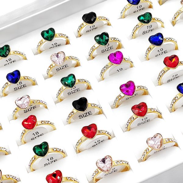 10/20pcs trendy gold plated colorful heart crystal zircon women fashion stainless steel ring for engagement wedding charm finger jewelry par, Slivery;golden
10/20pcs trendy gold plated colorful heart crystal zircon women fashion stainless steel ring for engagement wedding charm finger jewelry par, Slivery;golden