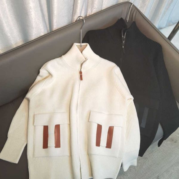 high version knitted sweater designer wool sweaters autumn winter loose thick knit warm cardigan coat pocket stand collar zipper jacket wome, White;black
high version knitted sweater designer wool sweaters autumn winter loose thick knit warm cardigan coat pocket stand collar zipper jacket wome, White;black