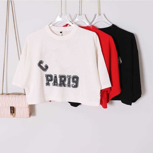 spring/summer new product round neck short sleeve letter sequin craft slim fit fashion version knitted sweater for women, White;black
spring/summer new product round neck short sleeve letter sequin craft slim fit fashion version knitted sweater for women, White;black