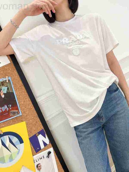 women's t-shirt designer p family 23 spring/summer new fashion classic 3d embroidery letter casual loose versatile short sleeve t-shirt, White
women's t-shirt designer p family 23 spring/summer new fashion classic 3d embroidery letter casual loose versatile short sleeve t-shirt, White