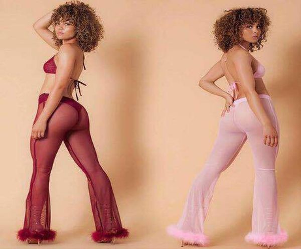 2018 women sheer mesh wide leg pants see through transparent faux fur trim pants high waist full night club wear trousers3700211, Black;white
2018 women sheer mesh wide leg pants see through transparent faux fur trim pants high waist full night club wear trousers3700211, Black;white