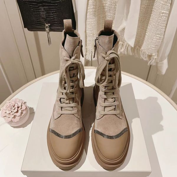 thick sole motorcycle boots women round toe lace up flat shoes woman suede leather string bead short boots woman, Black
thick sole motorcycle boots women round toe lace up flat shoes woman suede leather string bead short boots woman, Black