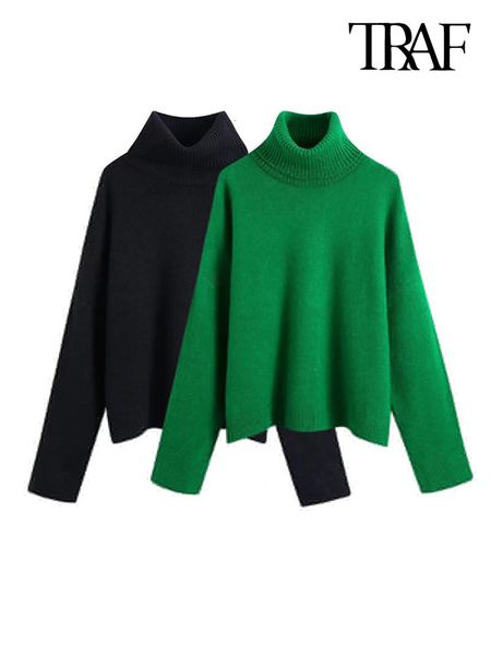 women's sweaters traf women fashion with ribbed trim loose knit sweater vintage high neck long sleeve female pullovers chic 230803, White;black
women's sweaters traf women fashion with ribbed trim loose knit sweater vintage high neck long sleeve female pullovers chic 230803, White;black