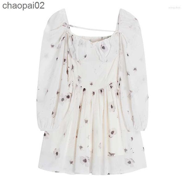 casual dresses printed square neck bubble women's long sleeve dress spring summer chic young girl lace up a-line short skirt, White;black
casual dresses printed square neck bubble women's long sleeve dress spring summer chic young girl lace up a-line short skirt, White;black