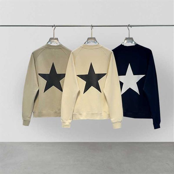 eentials sweatshirt fashion high street brand back five pointed star print hip hop loose oversize, Black
eentials sweatshirt fashion high street brand back five pointed star print hip hop loose oversize, Black