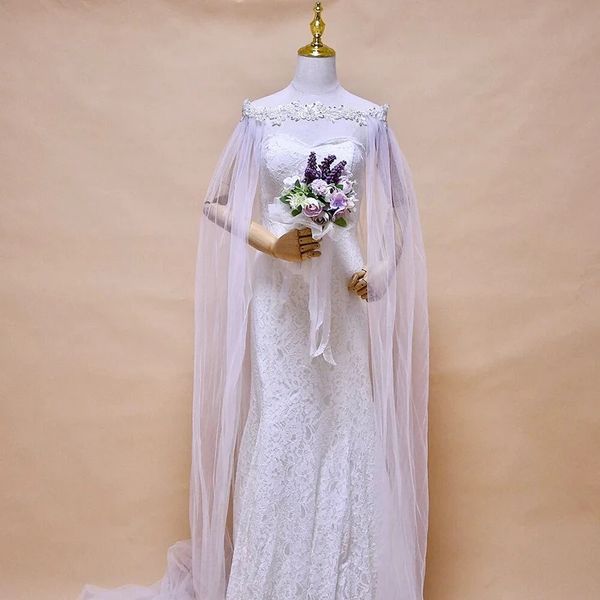 2023 full lace mermaid wedding dresses with wrap strapless bridal gowns, White