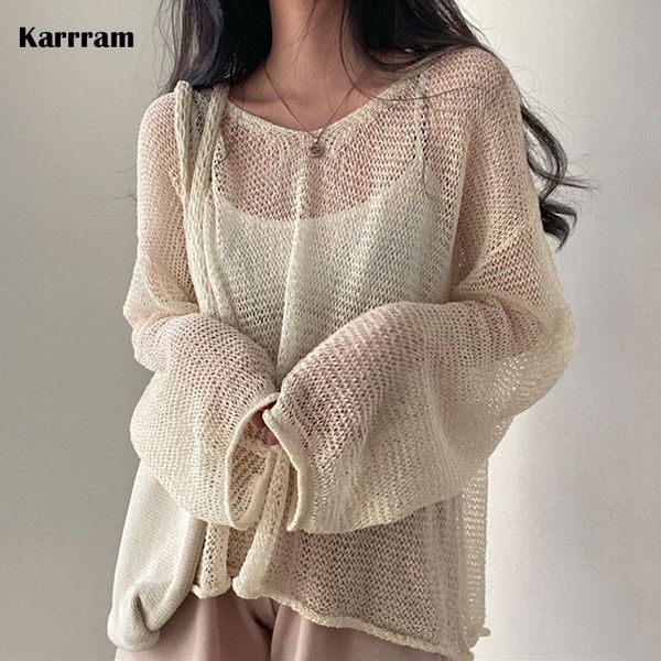 women's sweaters karrram lazy style full sleeves jumpers hollow out women fashion casual streetwear chic femme pullovers 230803, White;black
women's sweaters karrram lazy style full sleeves jumpers hollow out women fashion casual streetwear chic femme pullovers 230803, White;black