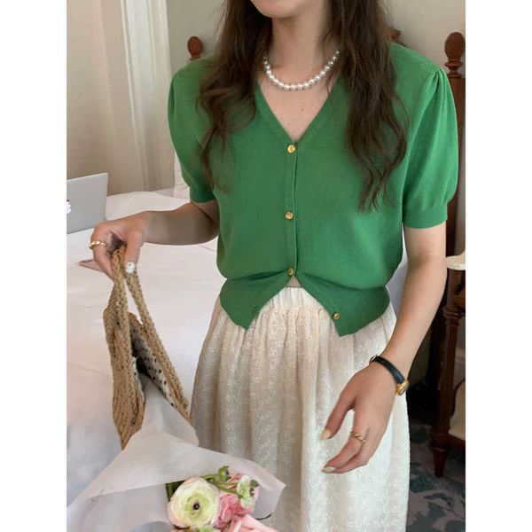 summer casual new ice silk short sleeve vneck green knitted cardigan womens thin bubble sleeve tshirt fashion tshirt quality short sleeves f, White;black
summer casual new ice silk short sleeve vneck green knitted cardigan womens thin bubble sleeve tshirt fashion tshirt quality short sleeves f, White;black
