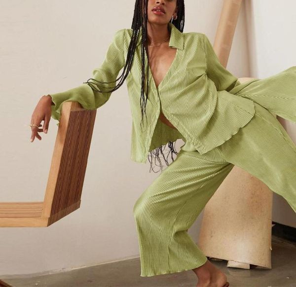 women039s two piece pants flare long sleeve shirt loose suit pleated vneck shirts and wide leg trousers female matching set ca2151161, White
women039s two piece pants flare long sleeve shirt loose suit pleated vneck shirts and wide leg trousers female matching set ca2151161, White