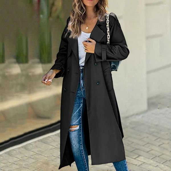 women's jackets women windbreaker autumn classic double breasted long trench jacket with belt solid color lapels sleeve pockets coat, Black;brown
women's jackets women windbreaker autumn classic double breasted long trench jacket with belt solid color lapels sleeve pockets coat, Black;brown