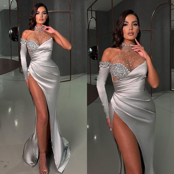 silver mermaid evening dresses beads halter pleats formal party prom dress split red carpet long dresses for special occasion, Black;red
silver mermaid evening dresses beads halter pleats formal party prom dress split red carpet long dresses for special occasion, Black;red