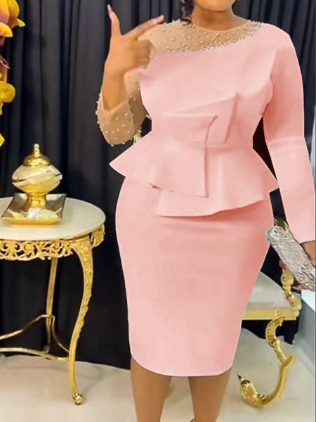 basic casual dresses aomei women pink party dress long sleeve beading mesh patchwork peplum elegant knee length christmas evening african go, Black;gray
basic casual dresses aomei women pink party dress long sleeve beading mesh patchwork peplum elegant knee length christmas evening african go, Black;gray