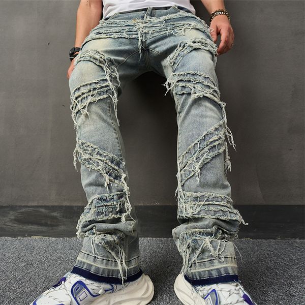 men's jeans hip hop tassel patchwork full length jeans men clothing fashion patchwork punk style male denim pants streetwear slim trous, Blue
men's jeans hip hop tassel patchwork full length jeans men clothing fashion patchwork punk style male denim pants streetwear slim trous, Blue