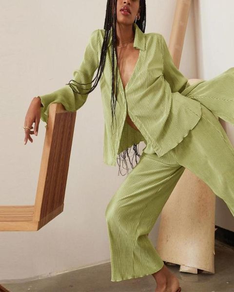 women039s two piece pants flare long sleeve shirt loose suit pleated vneck shirts and wide leg trousers female matching set ca5699066, White
women039s two piece pants flare long sleeve shirt loose suit pleated vneck shirts and wide leg trousers female matching set ca5699066, White