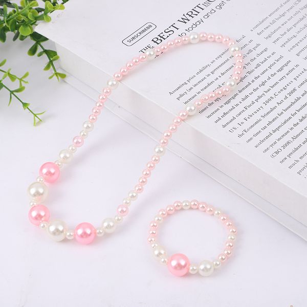 imitation pearl necklace, children's versatile jewelry, girl's sweater chain, pearl chain, and bracelet set, Silver
imitation pearl necklace, children's versatile jewelry, girl's sweater chain, pearl chain, and bracelet set, Silver