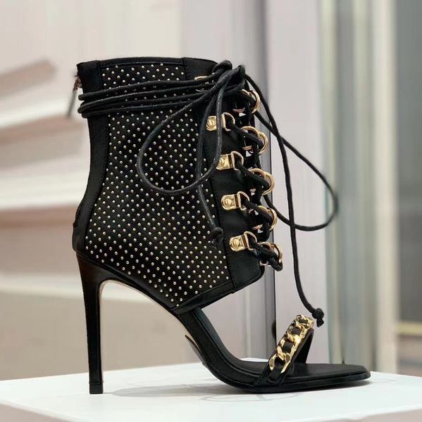 front lace-up stiletto sandals genuine leather gladiator pumps back zip closure women's party evening dress shoes luxury designers high, Black
front lace-up stiletto sandals genuine leather gladiator pumps back zip closure women's party evening dress shoes luxury designers high, Black