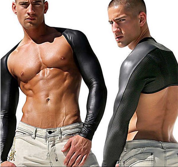 men's fun lacquer leather night club performance uniform temptation motorcycle suit underwear b328, Black;white
men's fun lacquer leather night club performance uniform temptation motorcycle suit underwear b328, Black;white