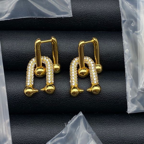 luxury stud big gold hoop earring for lady women orrous girls ear studs set designer jewelry earring valentine's day gift engagement fo, Golden;silver