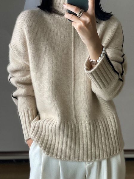 women's sweaters autumn winter 100 wool turtleneck sweater women loose thick soft warm color matching knitted 230803, White;black
women's sweaters autumn winter 100 wool turtleneck sweater women loose thick soft warm color matching knitted 230803, White;black