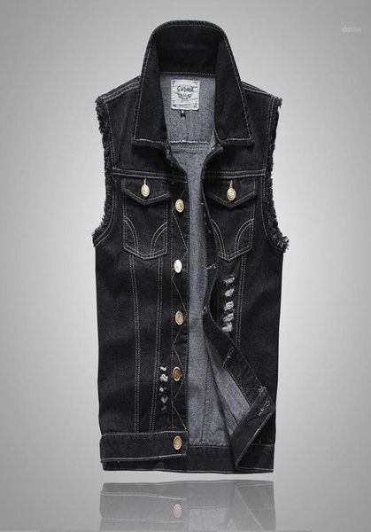 plus size ripped black denim vest mens slim fit male jeans sleeveless jacket tank cowboy brand 5xl armhole style16024036, Black;white
plus size ripped black denim vest mens slim fit male jeans sleeveless jacket tank cowboy brand 5xl armhole style16024036, Black;white