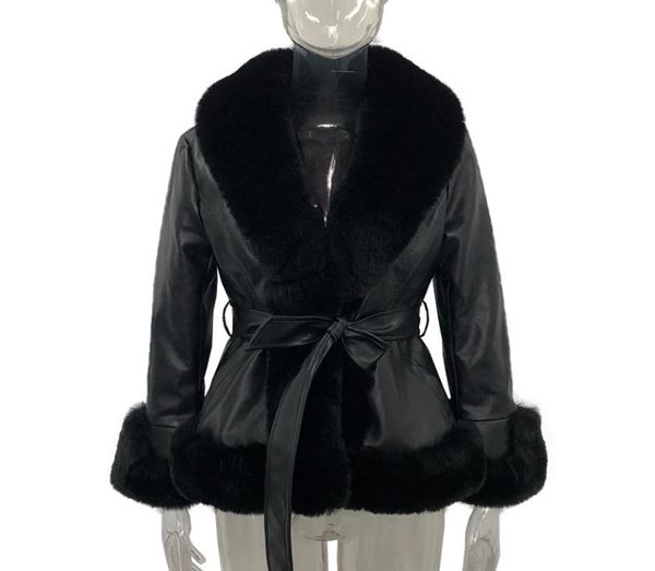 leather short jackets womens fashion tie belt waist coats women elegant side pockets faux fur jackets female ladies for mother035424401, Black
leather short jackets womens fashion tie belt waist coats women elegant side pockets faux fur jackets female ladies for mother035424401, Black