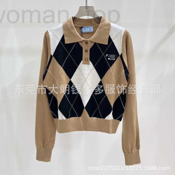 women's polos designer p family's early autumn new polo collar plaid sweater british academy style contrast color diamond versatil, White
women's polos designer p family's early autumn new polo collar plaid sweater british academy style contrast color diamond versatil, White