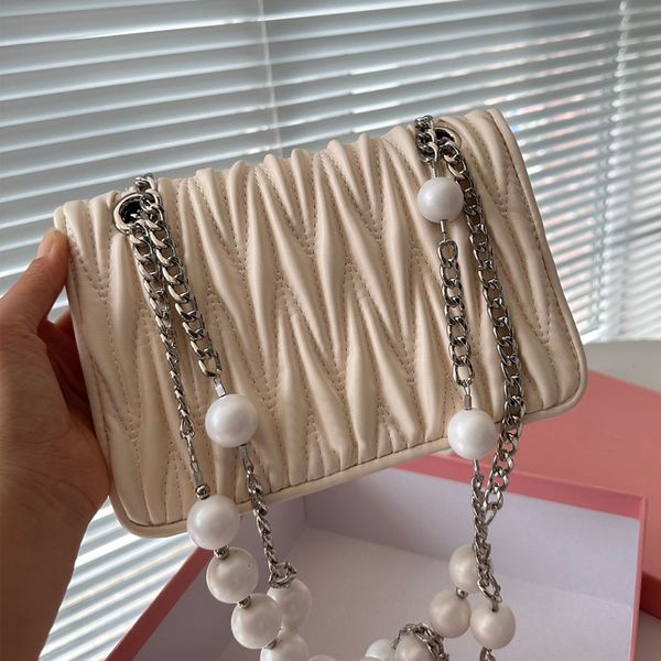 pearl chain cross body bag flap handbags purse fashion pleated women shoulder bags square clutch wallets silver hardware magnetic buckle cro
pearl chain cross body bag flap handbags purse fashion pleated women shoulder bags square clutch wallets silver hardware magnetic buckle cro