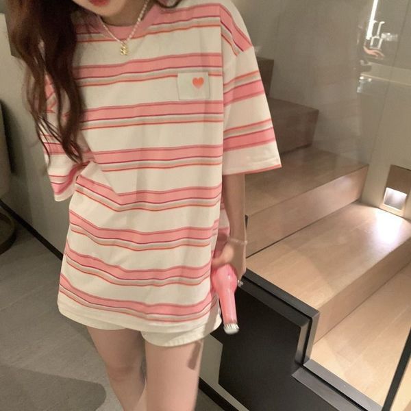 women's t-shirt pink striped t-shirt women short sleeve summer tees kawaii clothes korean tshirts loose preppy style ladies female 230, White
women's t-shirt pink striped t-shirt women short sleeve summer tees kawaii clothes korean tshirts loose preppy style ladies female 230, White