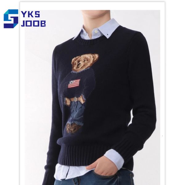 women's sweaters cartoon bear embroidery long sleeve cashmere pullover sweater korean fashion winter knitwears female clothe 230803, White;black
women's sweaters cartoon bear embroidery long sleeve cashmere pullover sweater korean fashion winter knitwears female clothe 230803, White;black