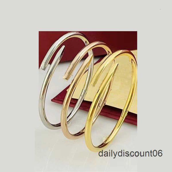 luxury designer fashion stainless steel 18k gold plated charm brand nail bracelet for women and men 3 color size 16 19, Black
luxury designer fashion stainless steel 18k gold plated charm brand nail bracelet for women and men 3 color size 16 19, Black