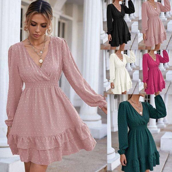 spring v neck long sleeved floundering slim a line dress for women, Black;gray
spring v neck long sleeved floundering slim a line dress for women, Black;gray