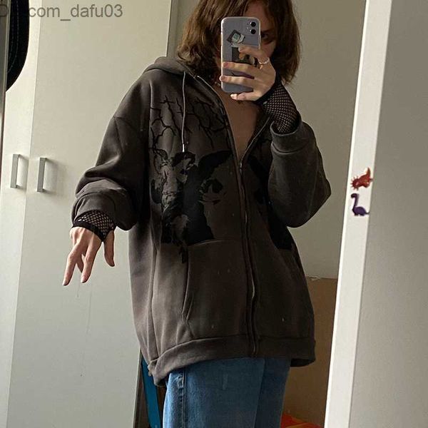 men's hoodies sweatshirts y2k harajuku punk super dalian hat sweater women's street hip hop hoodie autumn angel print brown zipper, Black
men's hoodies sweatshirts y2k harajuku punk super dalian hat sweater women's street hip hop hoodie autumn angel print brown zipper, Black