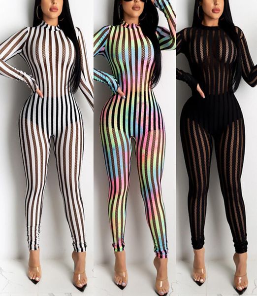 women mesh long sleeve bodycon one piece romper striped party club outfits see through stretch jumpsuit2522992, Black;white
women mesh long sleeve bodycon one piece romper striped party club outfits see through stretch jumpsuit2522992, Black;white