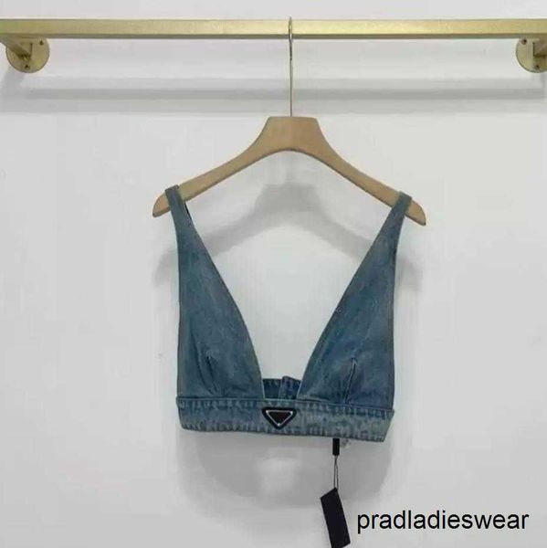 womens designers t shirts underwear with metal triangle badge deep v denim sling tube women clothing, White
womens designers t shirts underwear with metal triangle badge deep v denim sling tube women clothing, White