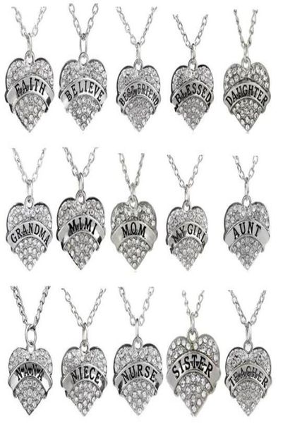 5pcslot clear rhinestones heart pendant necklace with aunt blessed hope mom grandma daughter etc word letters fit for family gif9925188, Silver
5pcslot clear rhinestones heart pendant necklace with aunt blessed hope mom grandma daughter etc word letters fit for family gif9925188, Silver