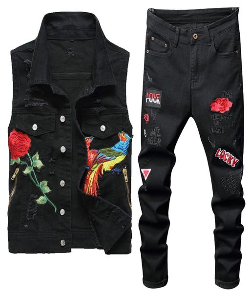 2021 spring black tracksuits men039s rose embroidery hole jeans two pieces sets turn down collar phoenix flower denim vest ri4688631, Gray
2021 spring black tracksuits men039s rose embroidery hole jeans two pieces sets turn down collar phoenix flower denim vest ri4688631, Gray